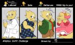  alphys anthro barefoot bell blush bottomwear breasts buckteeth claws clenched_teeth clothed clothing coat cosplay deltarune dialogue dress dress_shirt embarrassed english_text eyes_closed eyewear fake_cat_ears fake_ears female glasses hi_res jacket japanese_text lab_coat looking_at_viewer looking_away mew_mew_(undertale) multiple_outfits necktie non-mammal_breasts one_eye_closed pants reptile scales scalie shirt signature solo standing stuttering teeth text thick_tail topwear undertale video_games xiang_doodle yellow_body yellow_scales 