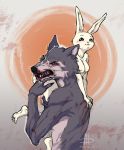  2020 anthro beastars blood blush bodily_fluids breasts canid canine canis carrying cheek_tuft duo facial_tuft female fur grey_body grey_fur haru_(beastars) hi_res lagomorph legoshi_(beastars) leporid male mammal nipples nude rabbit teeth tibocheney tuft white_body white_fur wolf 