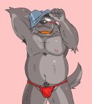  2010 anthro asian_clothing belly blush bodily_fluids bulge canid canine canis clothing east_asian_clothing fundoshi humanoid_hands japanese_clothing kemono male mammal moobs nipples oogamikennta simple_background slightly_chubby solo sweat underwear wolf 