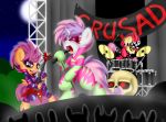  absurd_res apple_bloom_(mlp) bandanna bodypaint bone cutie_mark_crusaders_(mlp) cymbals drum english_text equid equine face_paint female feral friendship_is_magic group guitar hi_res horn mammal microphone moon musical_instrument my_little_pony night paulpeopless pegasus percussion_instrument plucked_string_instrument scootaloo_(mlp) singing skull star string_instrument sweetie_belle_(mlp) text unicorn wings young 