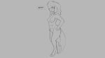  16:9 2020 8_breasts anthro breasts canid canine canis dialogue digitigrade domestic_dog female grey_background hair mammal monochrome multi_breast nipples nude simple_background smile snout solo watsup widescreen 