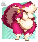  anthro belly big_belly big_breasts breasts claws featureless_breasts featureless_crotch female fur hi_res nintendo obese overweight overweight_female pink_body pink_fur pok&eacute;mon pok&eacute;mon_(species) puffedup shiny_pok&eacute;mon skuntank solo thick_thighs tongue tongue_out video_games white_body white_fur 
