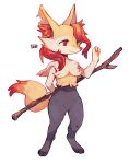  2020 ambiguous_gender anthro black_body black_fur braixen digitigrade dipstick_tail full-length_portrait fur gesture hair hand_gesture hi_res holding_object inner_ear_fluff markings multicolored_tail nintendo pok&eacute;mon pok&eacute;mon_(species) portrait red_eyes red_hair red_markings signature solo stick suizilla tuft video_games warm_colors white_body white_fur yellow_body yellow_fur 