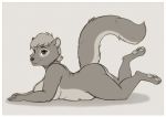  anthro beech_marten big_breasts breasts chubby_female dunnowhattowrite female ferra looking_at_viewer lying mammal marten mustelid musteline on_front slightly_chubby smile solo thick_thighs 