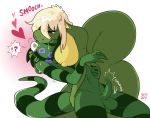 anthro balls big_breasts breasts dragon duo erection female genitals kiss_mark kissing larger_female male male/female penis shyguy9 size_difference smaller_male sophie_(shyguy9) 