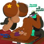  1:1 alpha_channel alternate_species anthro anthrofied big_penis blush booth butt close-up clothed clothing coin dragon duo english_text five_nights_at_freddy&#039;s furniture furrification genitals handjob hat headgear headwear jack_dragon_(character) male male/male mammal muscular notkastar pants_down partially_clothed penetration penile penis piercing rockstar_freddy_(fnaf) sex shiny_(disambiguation) signature table text top_hat ursid video_games 