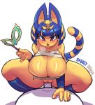  2020 5_fingers alternate_version_at_source animal_crossing ankha_(animal_crossing) anthro big_breasts blonde_hair blue_hair blue_tail blush bodily_fluids breasts domestic_cat drooling duo felid feline felis female female_penetrated fingers first_person_view hair hi_res holding_object huge_breasts looking_at_viewer male male/female male_penetrating male_penetrating_female male_pov mammal mask multicolored_hair nintendo open_mouth penetration purple_eyes rabbitbrush saliva sex signature simple_background striped_tail stripes sweat uraeus vaginal vaginal_penetration video_games white_background wraps yellow_tail 