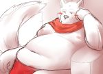  2013 anthro belly blush canid canine canis clothing domestic_dog kemono kumamikan male mammal moobs navel nipples overweight overweight_male sitting solo underwear 