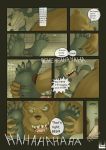  anthro bathroom beastars brown_body brown_fur canid canine canis claws clothed clothing comic_page commission_art dialogue_box duo english_text feet fight foot_fetish fur grey_body grey_fur hi_res legoshi_(beastars) lu123 male male/male mammal riz_(beastars) school shirtlessmature_male sitting_on_chest text tickle_torture tickling tickling_feet toe_claws topless ursid wolf wrestling 