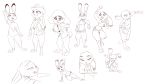  16:9 2020 anthro barefoot belt bottomwear brown_and_white buckteeth bulletproof_vest clothed clothing dipstick_ears disney female gesture half-closed_eyes hat headgear headwear hi_res ittybittykittytittys judy_hopps lagomorph leporid looking_at_viewer mammal monochrome multicolored_ears multiple_poses narrowed_eyes pants police_uniform pose rabbit safety_vest shirt simple_background sketch_page smile standing t-shirt teeth toeless_shoes topwear uniform utility_belt waving white_background widescreen zootopia 