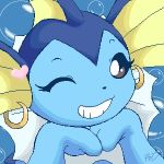  &lt;3 1:1 aquabunny beady_eyes bubble ear_piercing ear_ring eeveelution female frill_(anatomy) frill_piercing furgonomics furry-specific_piercing low_res nintendo one_eye_closed piercing pok&eacute;mon pok&eacute;mon_(species) smile vaporeon video_games wink 