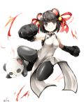  2016 action_pose animal_humanoid asian_clothing bell black_eyes black_hair breasts chita_(ketchup) clothing east_asian_clothing female gloves hair handwear hi_res humanoid mammal mammal_humanoid panda_humanoid paw_gloves pose short_hair simple_background smile surprise ursid ursid_humanoid ursine ursine_humanoid white_background 