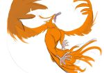  5_toes ambiguous_gender avian baxterchameleon birdramon blue_eyes digimon digimon_(species) feathered_wings feathers feral flying hi_res on orange_body orange_feathers sharp_teeth solo teeth toes tongue wings 