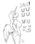 2020 4:5 anthro big_breasts breasts clothed clothing english_text equid female flinters fur hair hi_res horn horseshoe mammal monochrome solo text unicorn unicorn_horn 