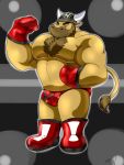  2015 3:4 animal_crossing anthro armor bison bovid bovine brown_body brown_fur bulge clothing fur headgear helmet hi_res male mammal muscular nintendo sajin_skips solo underwear vic_(animal_crossing) video_games viking_helmet 