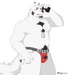  2020 absurd_res alpha_channel anthro belly bulge canid canine canis clothing domestic_dog fur hagom hi_res jockstrap kemono male mammal pubes simple_background slightly_chubby solo transparent_background underwear white_body white_fur 