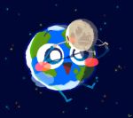 2019 9:8 ambiguous_gender animate_inanimate blue_body blue_eyes blush blush_stickers dot_eyes duo earth grey_body hand_holding hyeing02 moon not_furry open_mouth open_smile smile space waddling_head 