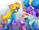  2020 absurd_res butt cutie_mark dialogue digital_media_(artwork) english_text equid equine eyebrows eyelashes eyes_closed eyewear facesitting female feral friendship_is_magic goggles group group_sex hi_res locker mammal multicolored_tail my_little_pony n0nnny oral pegasus rainbow_dash_(mlp) rainbow_tail rope sex side_view smile spitfire_(mlp) text wings wonderbolts_(mlp) 