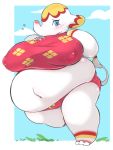  3:4 animal_crossing anthro belly big_belly big_breasts blue_eyes blush bodily_fluids breasts clothed clothing deep_navel elephant elephantid female hi_res huge_breasts looking_at_viewer mammal margie_(animal_crossing) midriff multicolored_body multicolored_skin navel nervous nintendo nipple_outline obese obese_female overweight overweight_female panties proboscidean red_body red_skin shakuto shirt skimpy solo sweat thick_thighs tight_clothing tight_shirt tight_topwear topwear underwear video_games walking white_body white_skin wide_hips yellow_body yellow_skin 