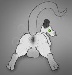  3_toes anthro anus backsack balls bedroom_eyes big_anus big_balls big_butt bodily_fluids butt crimetxt cute_fangs didelphid facial_piercing fylk genitals green_eyes grey_background greyscale half-closed_eyes looking_at_viewer looking_back lying male mammal marsupial monochrome musk narrowed_eyes nose_piercing nose_ring nude on_front open_mouth open_smile paws perineum piercing presenting presenting_anus presenting_hindquarters raised_tail rear_view seductive simple_background smile solo spread_legs spreading sweat thick_thighs toes virginia_opossum 