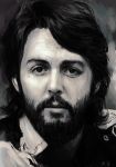  1boy beard closed_mouth face facial_hair greyscale hankuri lips looking_at_viewer male_focus medium_hair monochrome paul_mccartney portrait real_life realistic shirt simple_background solo the_beatles 