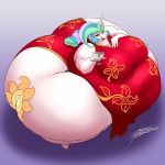  1:1 absurd_res anthro asian_clothing beverage chinese_clothing chinese_dress clothing cutie_mark dress east_asian_clothing equid female friendship_is_magic hi_res horn mammal morbidly_obese my_little_pony obese overweight princess_celestia_(mlp) solo thespacepon3 unicorn 