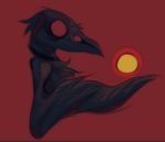  2020 ambiguous_gender avian beak bird corvid corvus_(genus) crow red_background red_eyes simple_background solo sun zenirix 