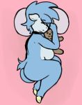  anthro big_breasts big_butt blue_body blue_fur blue_hair breasts butt collar cuddling equid equine female fur hair happy hi_res hooves horse hug lumi_(character) mammal multicolored_body multicolored_fur nude petsoftthings_(artist) pillow presenting presenting_hindquarters sleeping small_tail solo teddy_bear thick_thighs two_tone_body two_tone_fur 