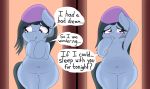  absurd_res airsicksubset blue_body blue_fur equid equine female fur hi_res horn looking_at_viewer looking_down mammal my_little_pony navel simple_background slightly_chubby solo thick_thighs unicorn 