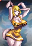  animal_humanoid big_breasts blonde_hair breasts carrot_(one_piece) fluffy fluffy_tail food fur hair hi_res humanoid lagomorph lagomorph_humanoid leporid_humanoid mammal mammal_humanoid one_piece plant rabbit_humanoid scut_tail text thick_thighs url vegetable white_body white_fur 