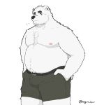  2020 alpha_channel anthro belly bottomwear bulge clothing fur hagom hi_res humanoid_hands male mammal moobs nipples overweight overweight_male polar_bear shorts simple_background solo transparent_background ursid ursine white_body white_fur 
