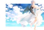  angel barefoot dress long_hair scan summer_dress toosaka_asagi white_hair wings 