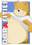  2019 anthro belly black_nose canid canine canis clothed clothing domestic_dog hi_res humanoid_hands kemono male mammal moobs nipples one_eye_closed open_shirt overweight overweight_male samodora1030 shirt simple_background solo text topwear wink young 