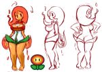  black_eyes breasts butt cleavage clothed clothing female fire fire_flower flower hair humanoid long_hair mario_bros minus8 nintendo not_furry orange_body orange_hair orange_skin paper_mario plant simple_background solo video_games white_background 