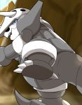 2020 aggron beautyfromabove blush claws digital_media_(artwork) female feral genitals hi_res horn looking_at_viewer nintendo open_mouth pok&eacute;mon pok&eacute;mon_(species) pussy scalie solo video_games 