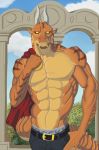  abs absurd_res anthro biceps big_muscles bottomwear clothed clothing dragon hi_res horn male muscular obliques pants pecs scales scalie solo standing topless travon triceps underwear 
