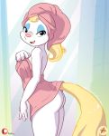  animaniacs anthro butt_pose female furboz looking_at_viewer mammal minerva_mink mink mustelid musteline open_mouth pose shower solo towel towel_wrap warner_brothers 