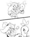  anthro big_breasts breasts camel_toe cleavage clothed clothing combusken cosplay crossgender duo female hi_res missphase monochrome nintendo pok&eacute;mon pok&eacute;mon_(species) sonic_the_hedgehog sonic_the_hedgehog_(series) torchic video_games 