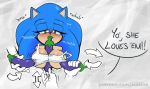 anthro big_breasts blush bodily_fluids breasts crossgender dialogue disembodied_hand eggplant female food fruit group missphase nipples plant sonic_the_hedgehog sonic_the_hedgehog_(series) tears 