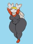  3:4 anthro belly big_belly big_breasts big_butt breasts butt fan_character female frown grey_eyes hi_res huge_butt huge_thighs lagomorph mammal nintendo overweight plantedpot pok&eacute;mon pok&eacute;mon_(species) pseudo_clothing raboot solo thick_thighs video_games wide_hips 