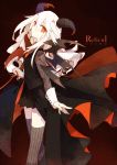  1girl bat_wings demon_girl expressionless formal haiiro_teien horns long_hair long_sleeves looking_at_viewer multiple_wings necktie pale_skin phoenix1237 red_eyes reficul skirt solo suit thighhighs vest white_hair wings 