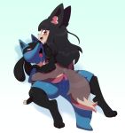  absurd_res ambiguous_gender animal_humanoid anthro balls blush bodily_fluids canid canid_humanoid canine canine_humanoid cute_fangs duo genitals hi_res humanoid humanoid_on_anthro lucario male male/ambiguous mammal mammal_humanoid nintendo open_mouth penis pok&eacute;mon pok&eacute;mon_(species) saliva sex somescrub video_games 