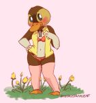  absurd_res anatid animal_crossing anseriform anthro avian beak bird blush bra clothed clothing duck female full-length_portrait hi_res looking_at_viewer molly_(animal_crossing) nintendo open_shirt panties portrait rainbowsprinklesart shirt solo standing topwear underwear video_games 