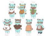  2020 animal_crossing anthro beardo_(animal_crossing) belly blue_body blue_fur blush chibi clothing eyes_closed facial_hair fur hi_res maid_uniform male mammal mike_cubes mustache nintendo shirt simple_background slightly_chubby topwear uniform ursid video_games white_background 