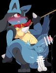  anal anal_penetration blush bodily_fluids censored dagasi embarrassed genitals hi_res lucario nintendo penetration penis pok&eacute;mon pok&eacute;mon_(species) red_eyes simple_background solo sweat tears video_games 