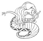  anaconda animal_humanoid boa_(snake) boa_sandersonia boinae female hair humanoid long_hair monochrome noodle_arms one_piece reptile reptile_humanoid scalie scalie_humanoid serpentine simple_background snake snake_humanoid solo tongue tongue_out unknown_artist white_background 