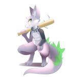  absurd_res anthro b-epon baseball_bat bat_(object) big_tail canid collar fur girly hi_res holding_object jetn_2.0 looking_at_viewer male mammal punk smile solo 