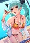  anchovy bikini cleavage girls_und_panzer kagematsuri open_shirt see_through swimsuits 