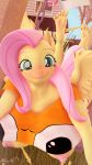  3d_(artwork) absurd_res anthro anthrofied areola big_breasts blush breasts digital_media_(artwork) equid equine female fluttershy_(mlp) friendship_is_magic hevexy hi_res huge_breasts looking_at_viewer mammal my_little_pony nipples outside pegasus solo swing wings 
