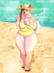  absurd_res anthro barefoot beach belly beverage big_breasts breasts brown_hair brown_nose bubble_tea canid canine canis charlotte_genevieve_(scaredygoat) clothed clothing curvaceous curvy_figure digital_media_(artwork) domestic_dog ears_through_headwear female fluffy fluffy_tail fur hair hat headgear headwear hi_res mammal neck_tuft nonexistent_thigh_gap nordic_sled_dog one-piece_swimsuit outside overweight painting_(artwork) paws peace_sign_(disambiguation) pink_body pink_fur samoyed sand sea seaside shore shoreline shouler_shurka sipping sky slightly_chubby smile solo spitz straw sun_hat swimwear thick_thighs toes traditional_media_(artwork) tuft voluptuous water watercolor_(artwork) wide_hips yellow_clothing yellow_swimwear young_adult 